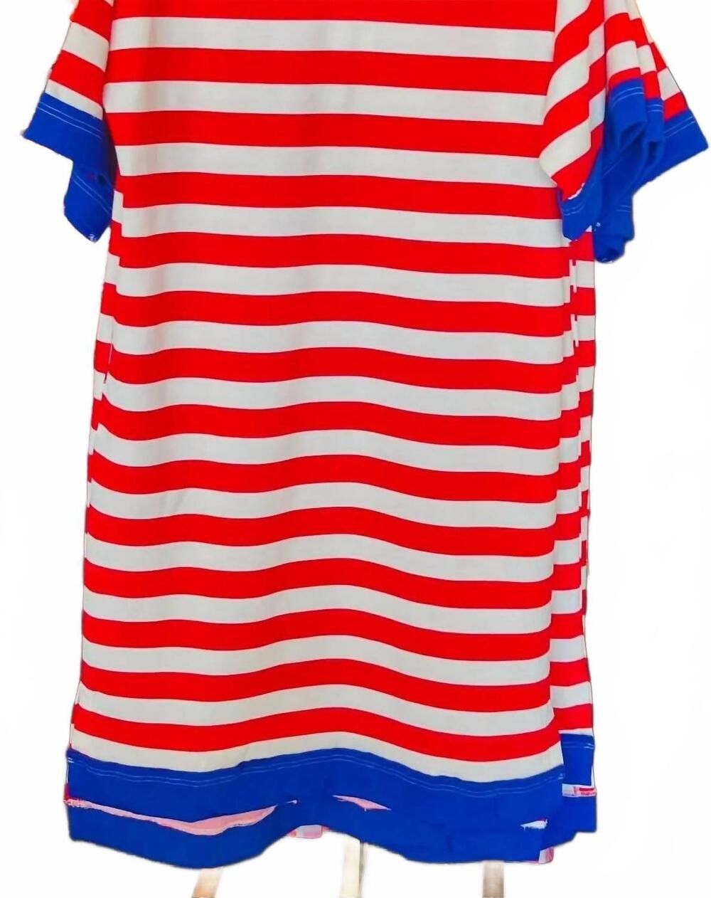 NEW ANNIEWEAR women's miss americana stripe midi dress in red